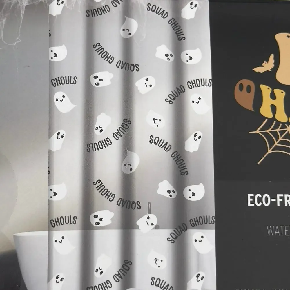Happy Halloween Squad Ghouls Ghost Shower Curtain NEW